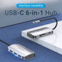 Vention TNHHB Docking USB Tipo-C con 3xUSB 3.0, 1xUSB-C PD 100W, Lector de Tarjetas SD/MicroSD, Color Gris